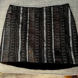 Black sequin and metallic mini skirt